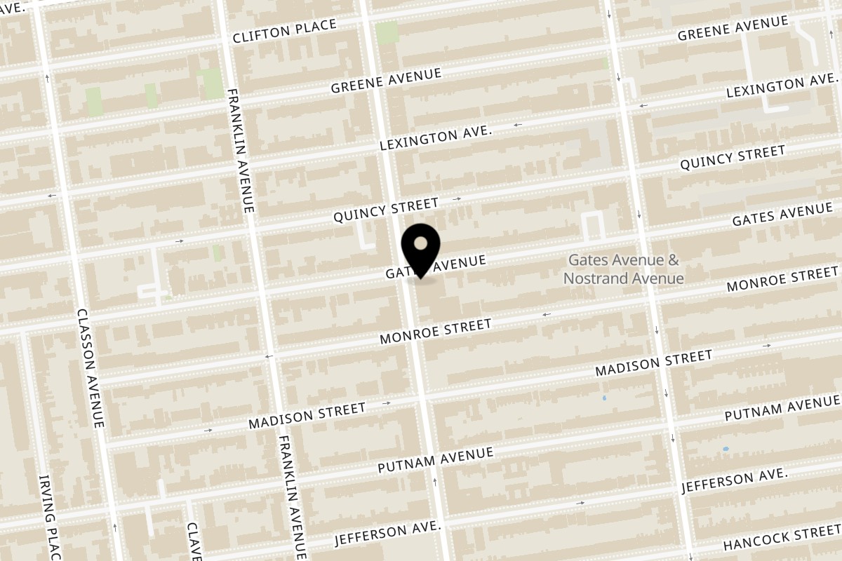 Map showing the location of Lucy's Vietnamese Bedford-Stuyvesant on 1111 Bedford Ave in Brooklyn