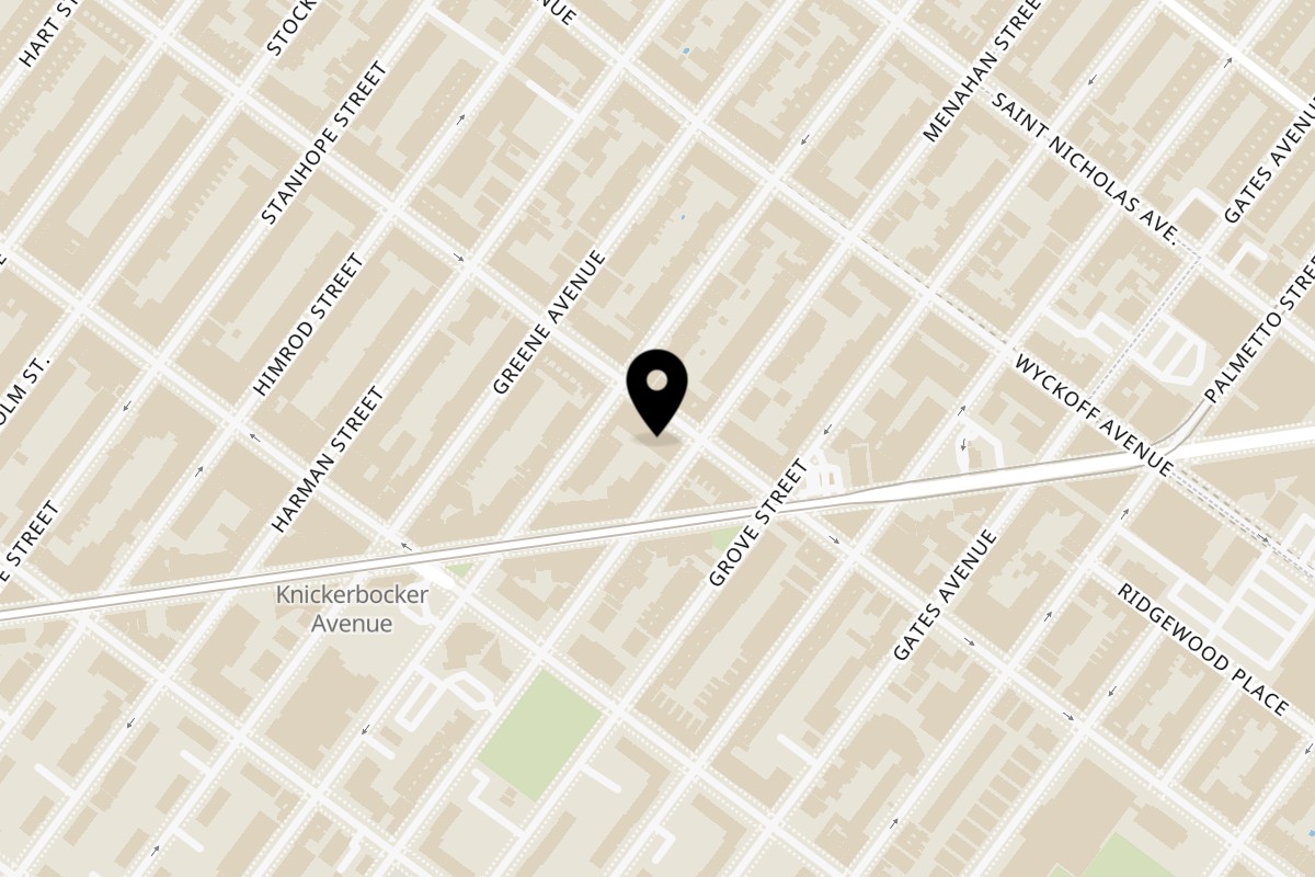 Map showing the location of Lucy's Vietnamese Irving Avenue on 262 Irving Ave in Brooklyn